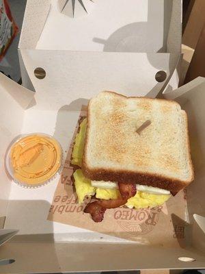 Egg and cheese sandwich with Bacon