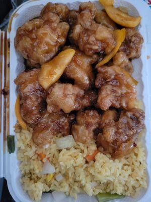 Orange chicken with vegetable fried rice