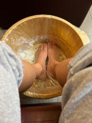 Soaking before the foot massage