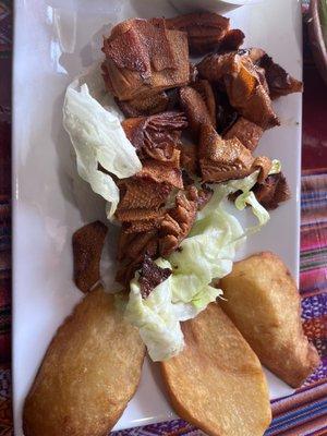 Fried Beef Tripe. Super Tasty. The Fried Potatoes were awesome as well.