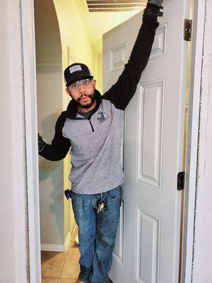 Garage door removal and installation. 
New door.