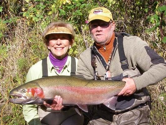 Our guest caught this steelhead on the Trinity River