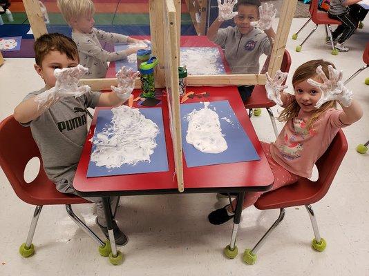 Hands-on fun in PreKindergarten, where we like to get messy!