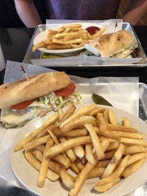 The philly cheese steak and turkey po-boys