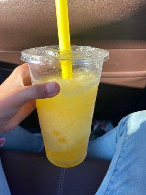 18. Peach Slush with peach popping Boba