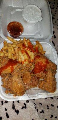 6 piece wings and fries