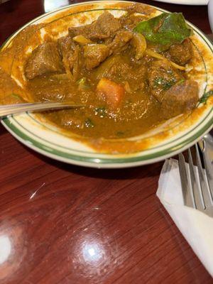 Mild (spicy) lamb curry.