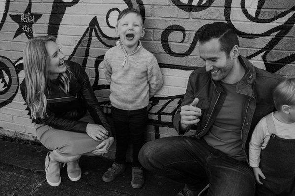 Family photo on Alberta St. in Portland