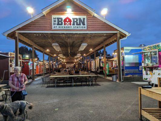 Did trucks lining the outside seating area of The Barn.