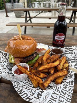 The Lama Burger w/ a side of Truffle Fries and a craft Dr Pepper.