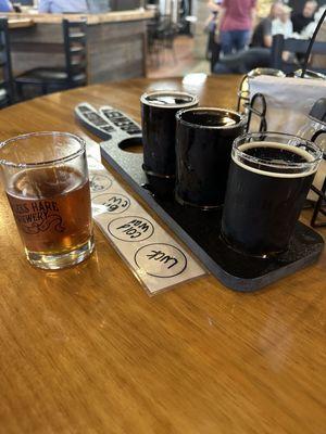 A flight of beautiful dark beers in May?  You betcha. Try the barrel aged Cold War !