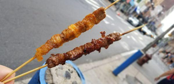 Pork Belly (left), Beef (right)