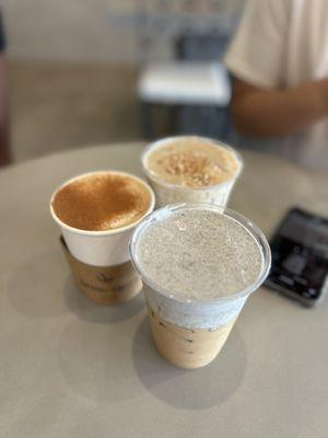 Black Sesame Latte + Banana Cream Latte + Spanish Latte