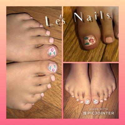 Pedicure and toe design they did just for my niece in her 13th birthday!  She felt so special and loved the design!