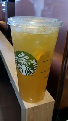 Valencia orange refresher with peach syrup.