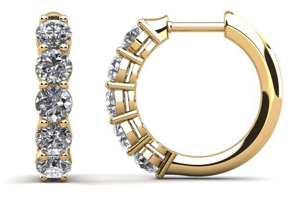 Diamond hoop earrings in yellow gold