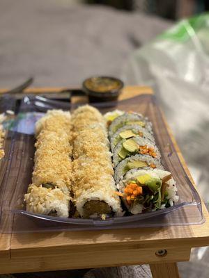 Crunch rolls and Veggie roll