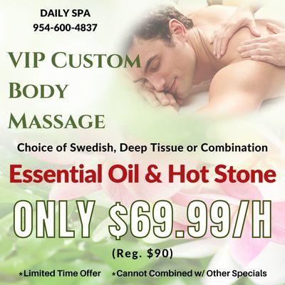 VIP Custom Body Massage ONLY $69.99/h