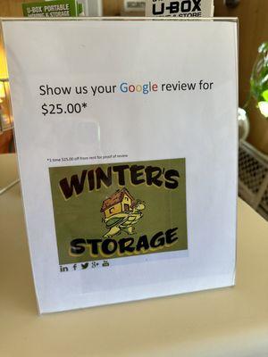 Show us your Google review for a discount!