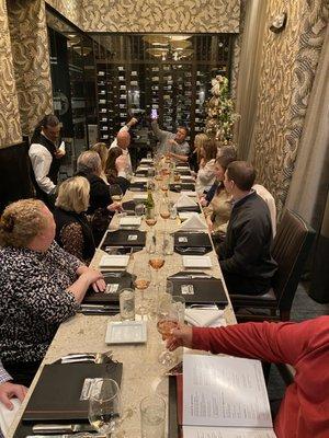 Group dinner in the wine room