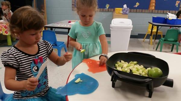 Making apple sauce for Aa week