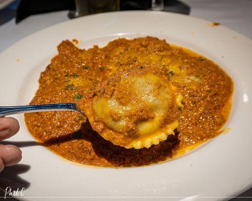 Ravioli with meat sauce