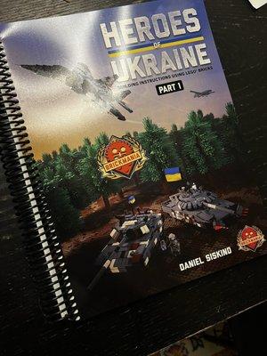 The Brickmania Heroes of Ukraine book, complete with its own decal sheet.