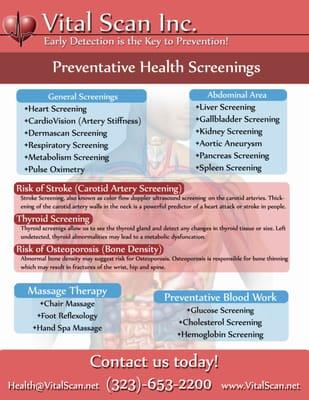 A complete list of our screenings and services.