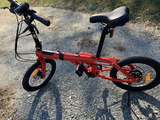 The folding E-bike I purchased which is a Superhuman Shapeshifter.