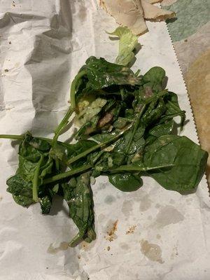 Wilted, stinky, expired spinach