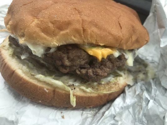 Cheeseburger. My #2 favorite burger joint !! burgers are HUGE! Bun soaks up all the juices to make every bite flavorable !