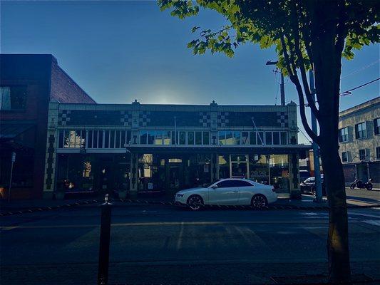 The view from their outside tables as the sun sets on a wonderful summer night in the PNW!