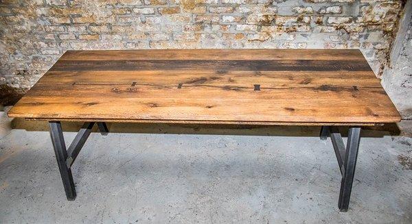 85 x 30" conference table  or desk made of  weathered white oak.