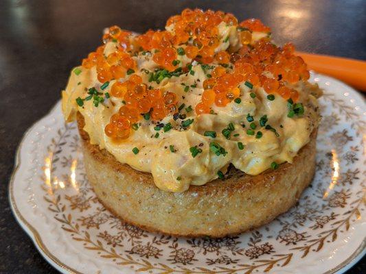 Trout roe and eggs on toast