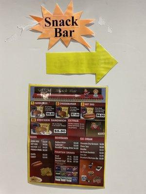 Directions to Snack Bar & Menu