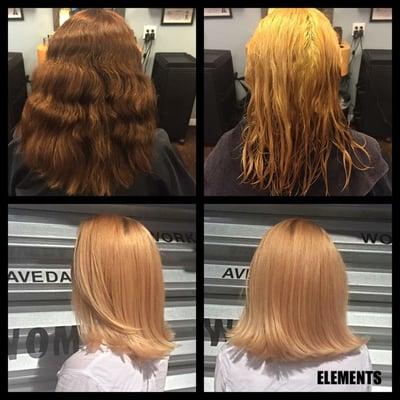 Before and after shot of a color transformation.