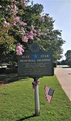 This is the Blue Star Memorial Highway marker at the welcome center.  Photo taken July 28, 2021.