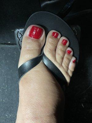 Simple Pedi with opi red