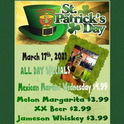 Celebrate St Patrick's Day at Santiago's Tex-Mex and Cantina