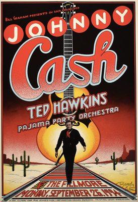 JohnnyCashPosterpicture1994SignedRandyTutenrockrockabillyrockandrollfolkgospelvocalsguitartommycashjunecarterjohncarterrosannecarter