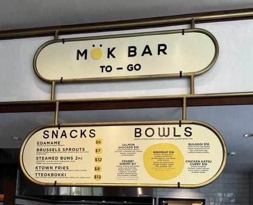 Mok Bar Menu