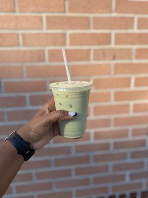 Matcha Latte w/almond milk + 1 pump of vanilla