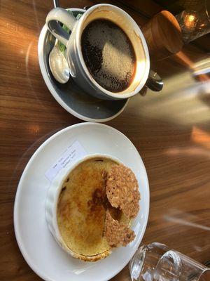 Dessert of crème brûlée and coffee at the Inn's restaurant