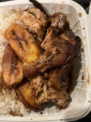 Jerk chicken covered in sweet sauce