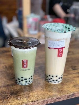 Matcha latte and Green Milk tea