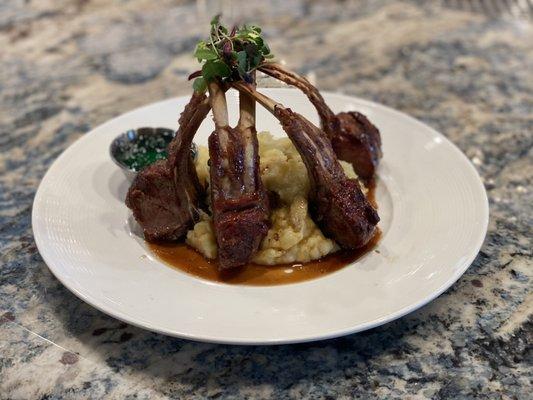 Lamb over house mashed potatoes