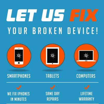 We repair any electronic device, including cellphones, computers, tablets, game consoles and more