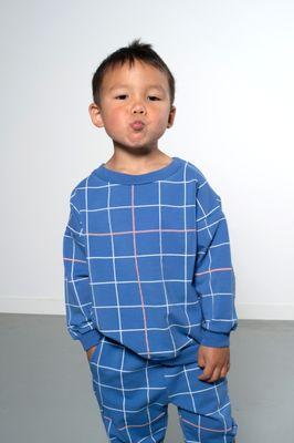 Blue Grid Sweatshirt & Pant by Babyclic of Barcelona