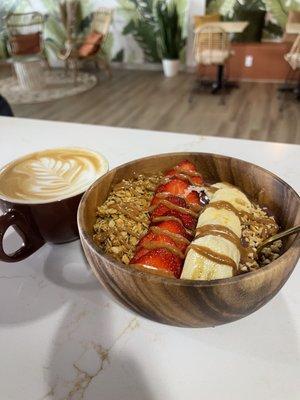 Vanilla Cappuccino and a Berry Boost acai bowl.. Yum!