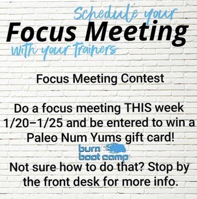 burn boot camp: Focus meeting contest.